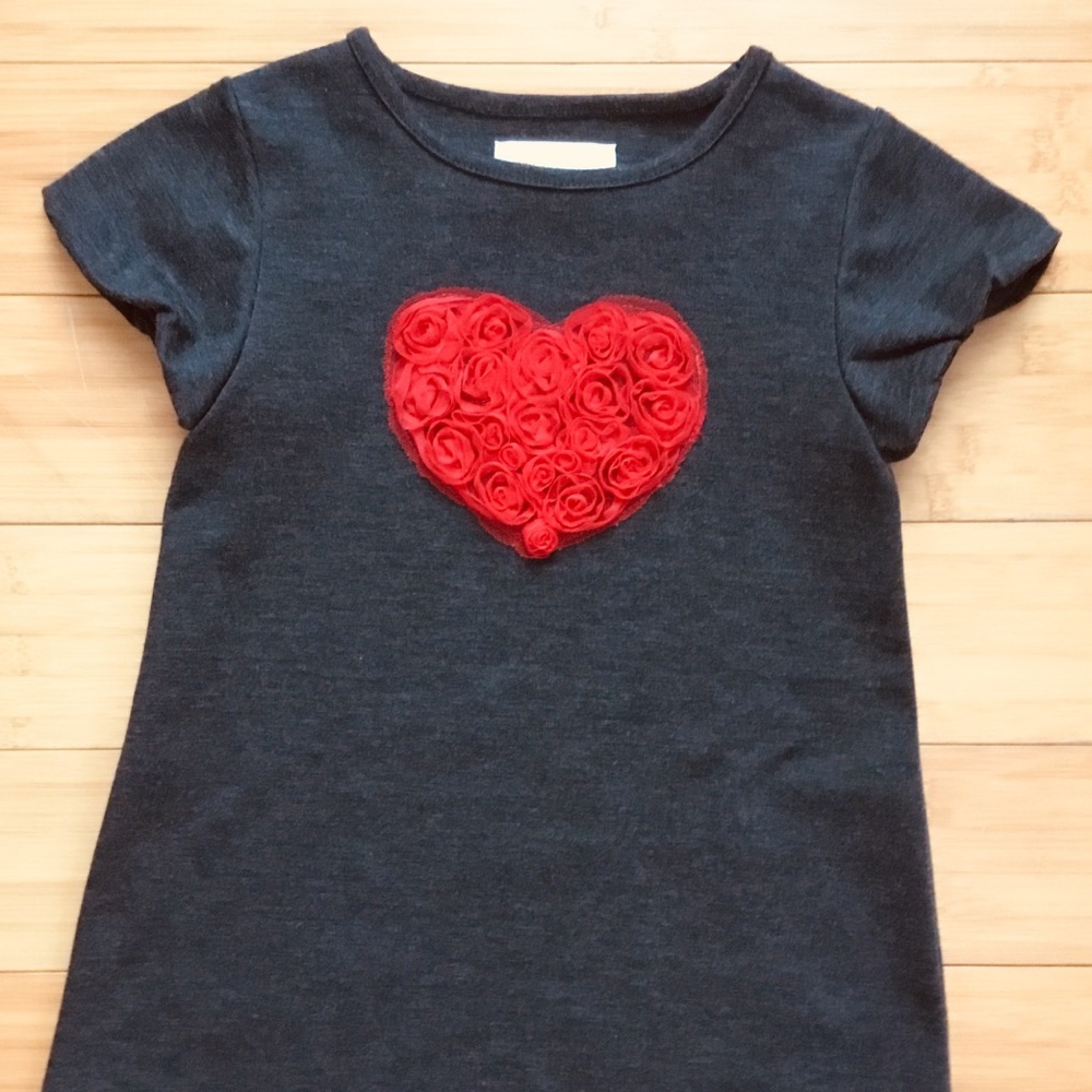 Girls’ ponte dress with rose heart  sz 4-5